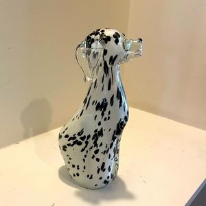 Fifth Avenue Crystal Art Glass Black Spot Dalmatian Dog 7" Figurine Statue Decor